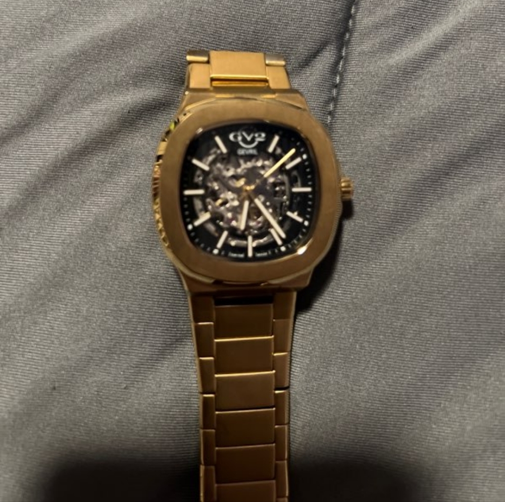 GV2 by Gevril Men's 18115 Potente Skeletal Swiss Automatic Gold Bracelet Watch